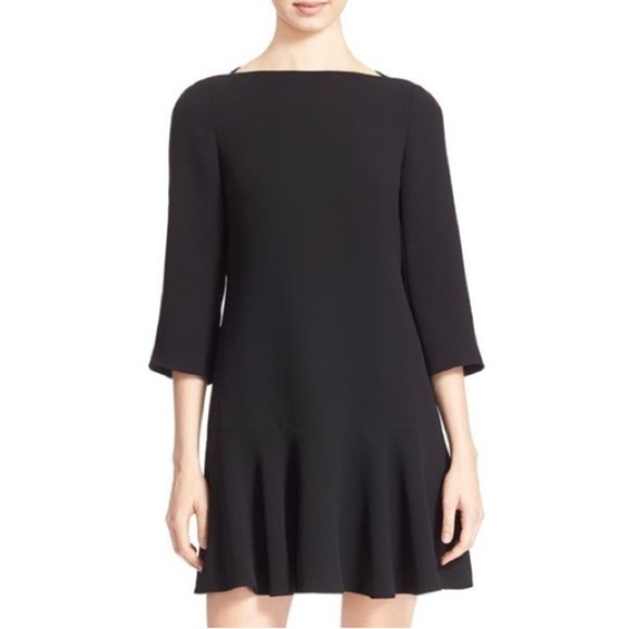 Kate Spade Flounce Dress Size 2 Designer LBD 3/4 Sleeve Mini Crepe - Picture 1 of 4